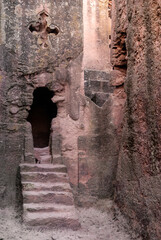 lalibela ancient rock-hewn monolithic churches landmark heritage site in ethiopia - 453371119
