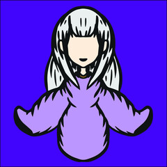 Graceful white hair girl with long dress mascot logo vector, editable for your brand or all your graphic needs.