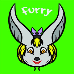 cute furry bunny girl mascot logo design vector, can editable for your brand or all of your graphic needs.