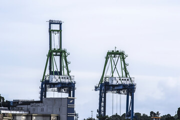 Fototapeta na wymiar Giant Quay Crane on the port yard 