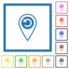 GPS location undo flat framed icons