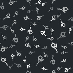 Grey Howitzer icon isolated seamless pattern on black background. Shooting from a gun. Artillery. Vector