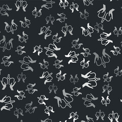 Grey Lungs icon isolated seamless pattern on black background. Vector
