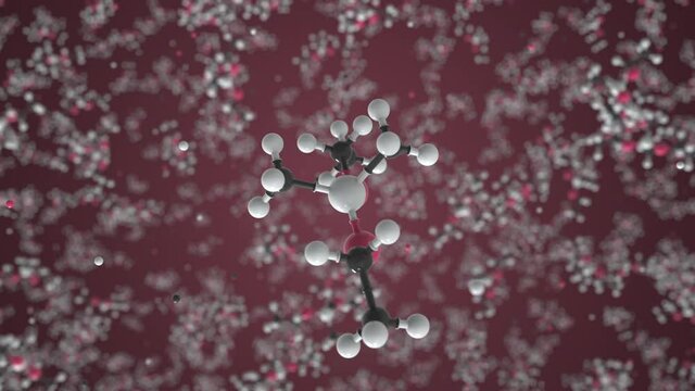 Dimethyldiethoxysilane molecule made with balls, conceptual molecular model. Chemical looping 3d animation