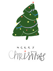 Merry Christmas illustration, post card design - 453378102