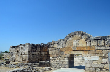 Ruins of antique city Hierapolis, in Pamukkale, Turkey