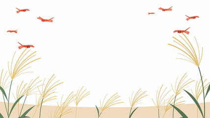 ススキ畑とたくさんのトンボ © 無印かげひと