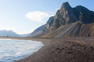 Hvalnes lava beach landscape, east Iceland landmark