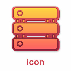 Gold Server, Data, Web Hosting icon isolated on white background. Vector