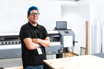 Portrait of a young latinx worker man. confident entrepreneur with crossed arms.