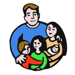 big family vector logo illustration