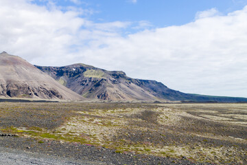 Haalda glacier side view, south Iceland landscape.