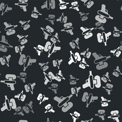 Grey Water gun icon isolated seamless pattern on black background. Vector