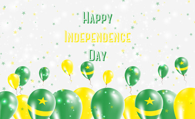 Fototapeta na wymiar Mauritania Independence Day Patriotic Design. Balloons in Mauritanian National Colors. Happy Independence Day Vector Greeting Card.