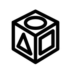 Cube Line Icon Vector