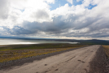 Fototapeta na wymiar Blondulon lake view, Highlands of Iceland landscape