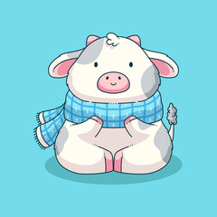 hand drawn cute cow illustration design