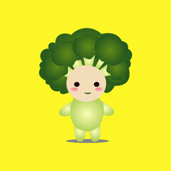 Cute broccoli vegetable mascot vector illustration