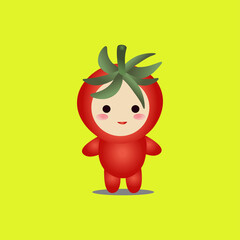 Cute tomato vegetable mascot vector illustration