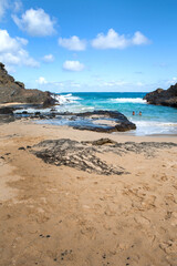 Beach along the ocean on Oahu Island in Hawaii.