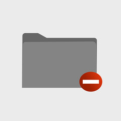 Folder access denied. Folder with documents. Four Folder icons. Vector illustration.