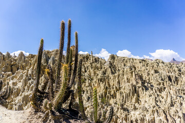 The Valley of the Moon in La Paz, Bolivia, is a geologically formed mud mountain that has been eroded over time.