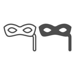 Incognito, anonymous festival mask line and solid icon, masquerade concept, venetian masquerade vector sign on white background, outline style icon for mobile concept and web design. Vector graphics.