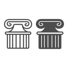 Ancient greek column line and solid icon, theater concept, part of antique greek pillar vector sign on white background, outline style icon for mobile concept and web design. Vector graphics.