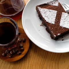 chocolate cake and coffee
