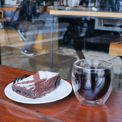 breakfast on the table in cafe