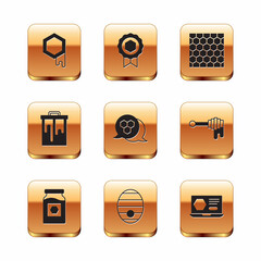 Set Honeycomb, Jar of honey, Hive for bees, online service and medal icon. Vector