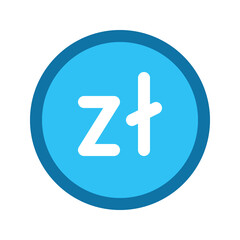 Fototapeta premium Illustration vector graphic icon of Poland Zloty currency. Filled line style icon. Vector illustration isolated on white background. Perfect for website or application design.