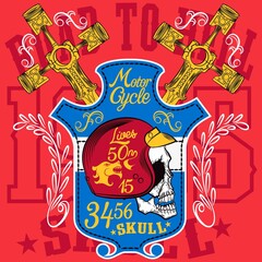 illustration of human skull with biker style text