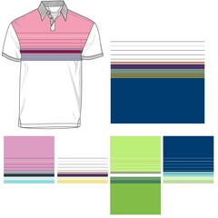 striped polo T shirt silhouette, five variants