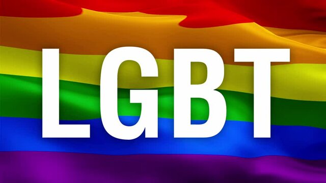 LGBT text on Rainbow Pride flag. LGBT Pride 3d flag waving. Sign of Rainbow seamless loop. LGBT flag HD resolution Background.LGBT Rainbow flag LGBT Closeup 1080p Full HD video for presentation. Reali