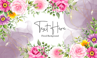 Beautiful watercolor flower background with alkohol ink