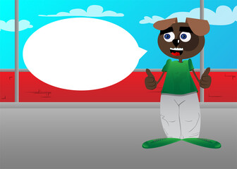 Funny cartoon dog making thumbs up sign with two hands. Vector illustration.