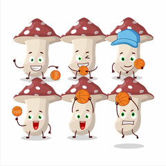 Talented amanita cartoon character as a basketball athlete