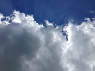 blue sky with clouds. Looking directly up.