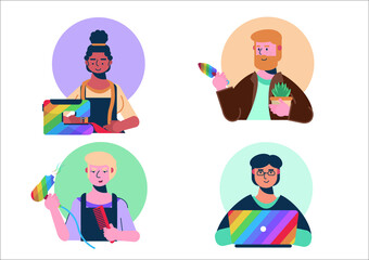Vectors representing LGBTQ+ people in business.