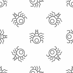 Grey line Spider icon isolated seamless pattern on white background. Happy Halloween party. Vector