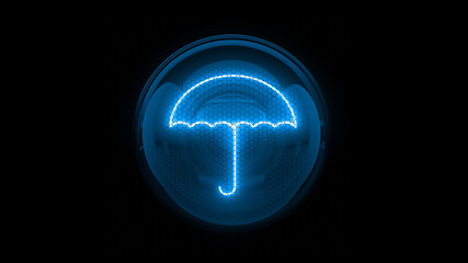 Umbrella. Nixie tube indicator. Gas discharge indicators and lamps. 3D. 3D Rendering