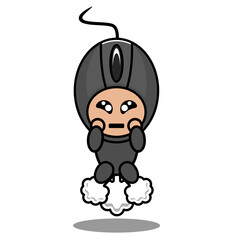 doodle vector cartoon cute computer mouse mascot costume character with farting expression
