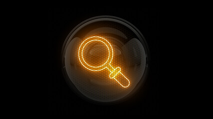 Search. Search symbol. Nixie tube indicator. Gas discharge indicators and lamps. 3D. 3D Rendering