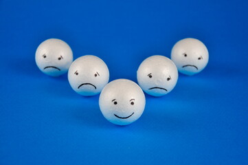 Facial expressions. Happy ball and sad balls.