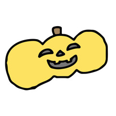 ハロウィンの黄色いカボチャのイラスト