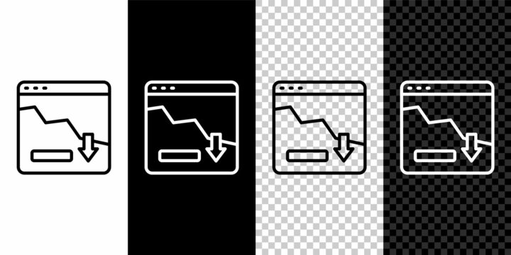 Set line Financial growth decrease icon isolated on black and white, transparent background. Increasing revenue. Vector