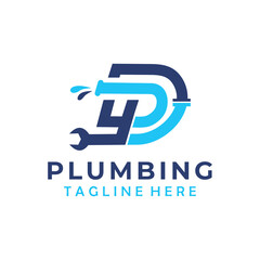 plumbing logo icon with letter p