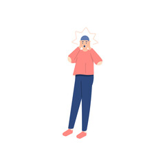 illustration of a man who is surprised or not expecting. stunned or shocked. the expression of the person receiving the gift or surprise. flat cartoon style. vector people design