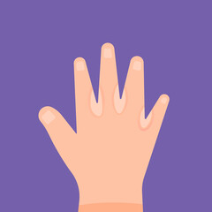 Obraz premium illustration of a hand affected by skin disease or ringworm between the fingers. fungus on the skin. flat cartoon style. vector design elements